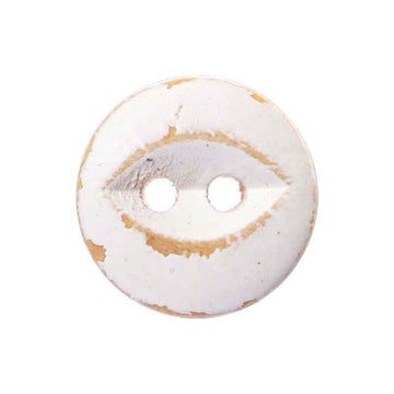 11.5mm white painted fish-eye button, two holes, round craft button