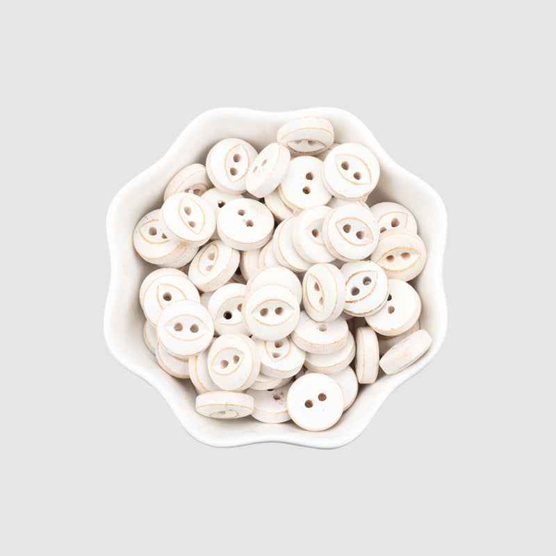 40PCS round white 2-hole fish-eye buttons, painted, for kids' crafts