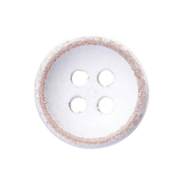 Round 4-hole white-painted wood button, 11.5mm diameter