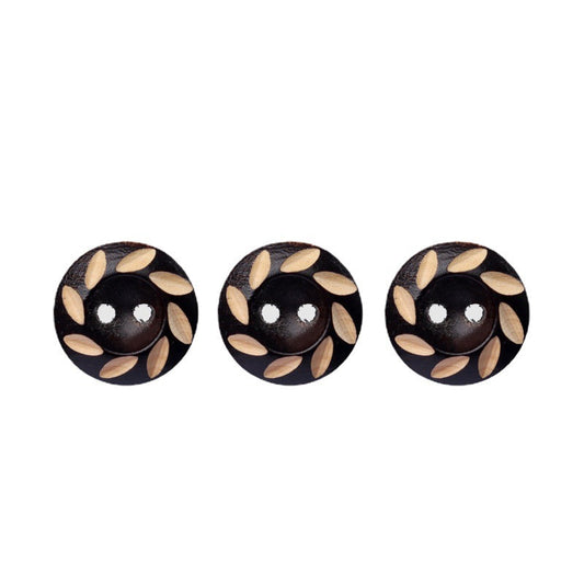 11.5mm Round 2 Hole Dark Brown Painted Laser Carved Natural Wood Buttons 40pcs