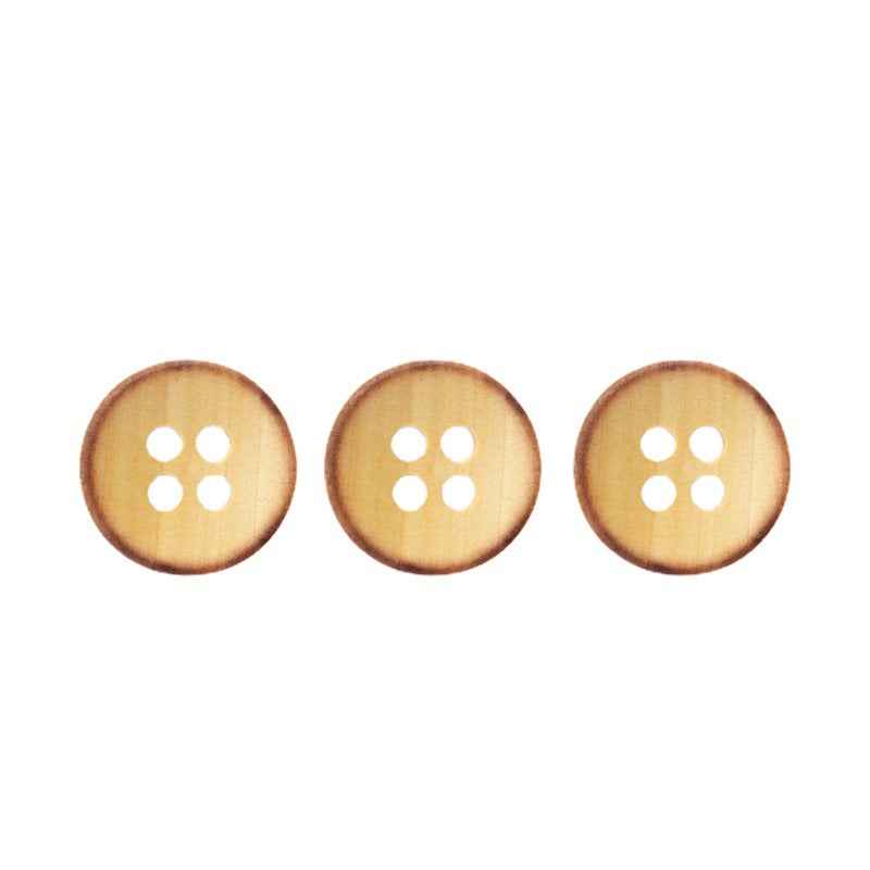 Set of round 4-hole poplar wood buttons, light brown, 11.5mm