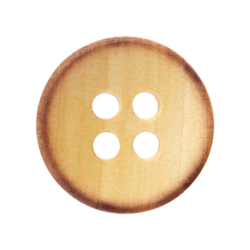Round 4-hole poplar wood button, light brown, 11.5mm