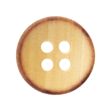 Round 4-hole poplar wood button, light brown, 11.5mm