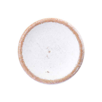 11.5mm round wood button, white with distressed painted edge
