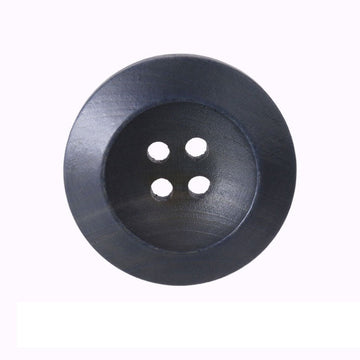 Vintage round wood button, gray-blue, four-hole