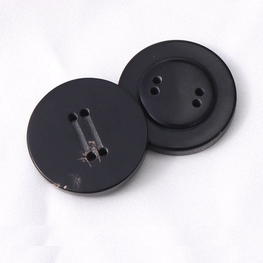 15-25mm Double Groove Black Round 4 Hole Genuine Horn Buttons 12pcs