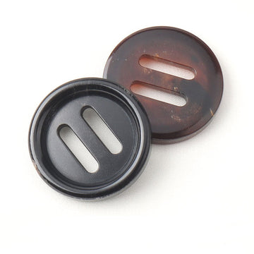17.5–28mm natural water buffalo horn double-groove buttons, black and coffee-brown