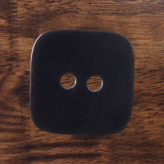 25mm Square 2 Hole Genuine Horn Buttons with Leather for Sweaters and Trench Coats 6PCS