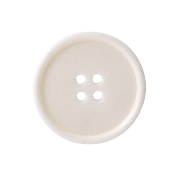 Off-white 4-hole slim-edged button, close-up front view