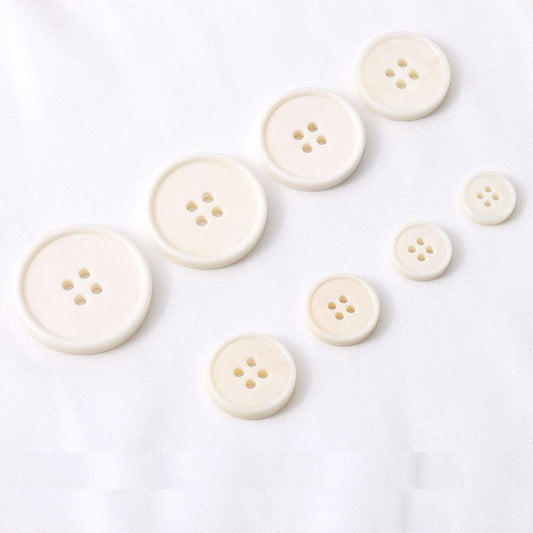 11.5-28mm Slim-Edged Four-Hole Off-White Bone Buttons 40 Pack