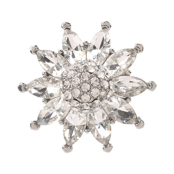 Silberfarbener Blumen-Strassknopf mit Schaft, 32 mm, 2er-Set