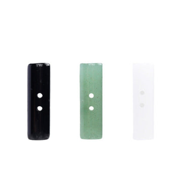 Cylindrical two-hole buttons, 25mm: light green, white, and black (4 pcs)