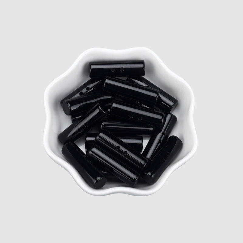 Bowl of 25mm black cylindrical two-hole buttons (4 pcs)