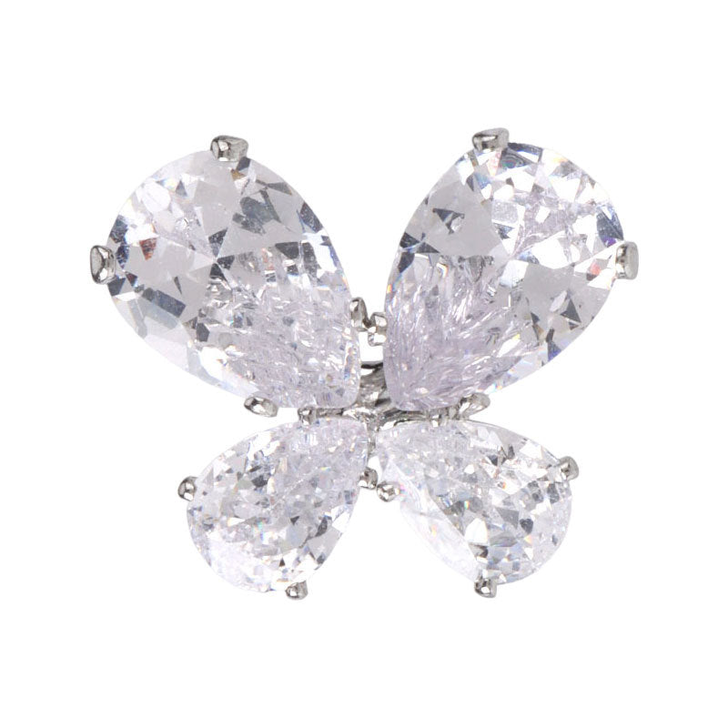 18mm zircon butterfly decorative metal button, silver-toned rhinestones (1)