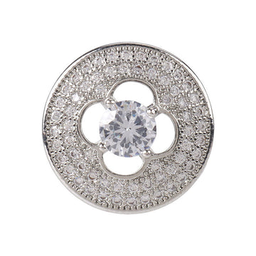 Zircon decorative button with four-leaf clover cutout and round rhinestone center