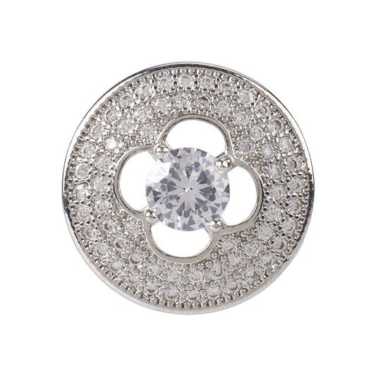 17mm Hollowed Four-Leaf Clover Zircon Decorative Buttons 2pcs