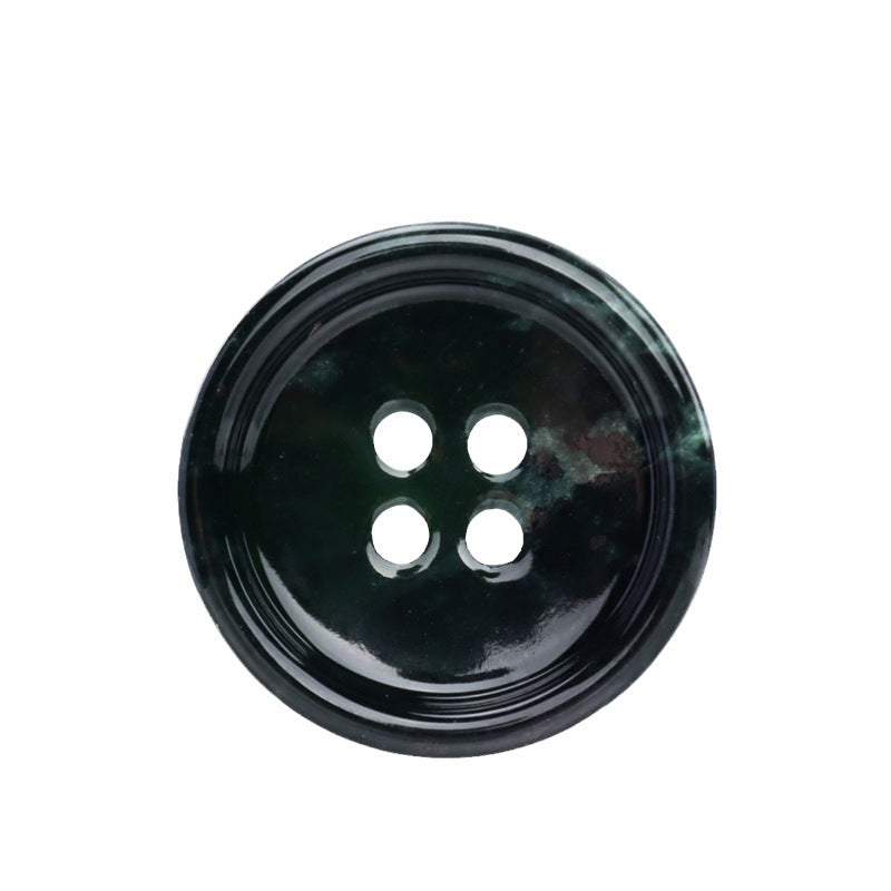 Glossy black round 4-hole buttons, 4pcs, for suit jackets