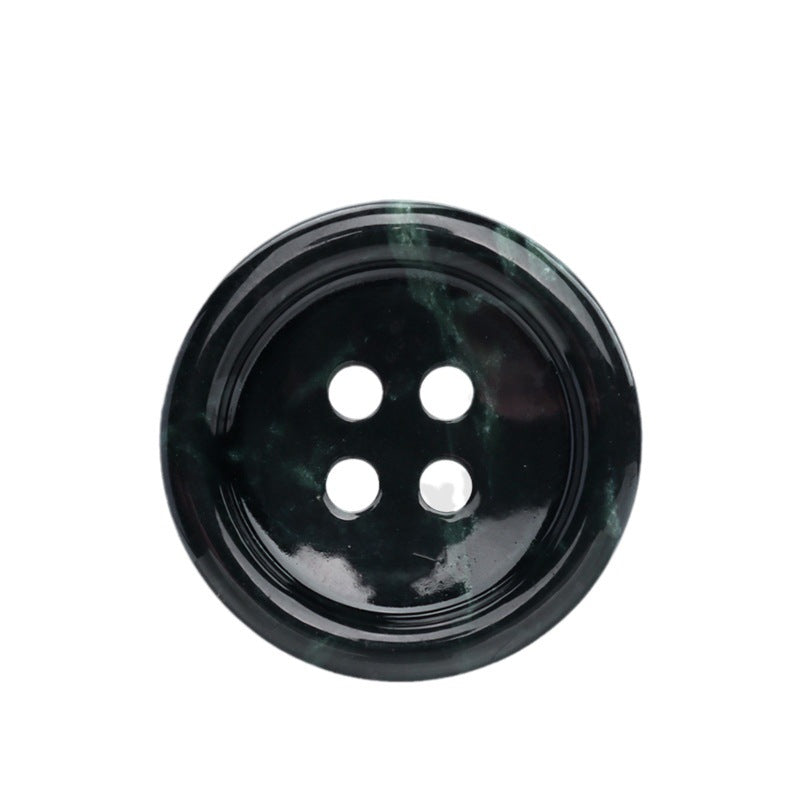 18/25mm round dark green jade four-hole button, glossy finish