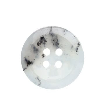 Natural jade four-hole button, white with dark speckle marbling