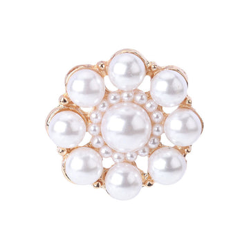 23mm pearl decorative button, gold-tone metal with white pearl stones