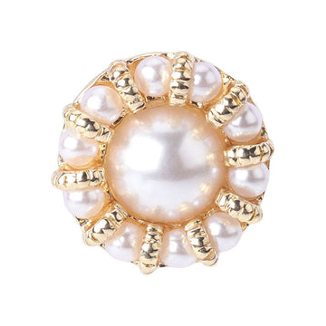 18mm golden round pearl metal button with clustered faux pearls and gold rim