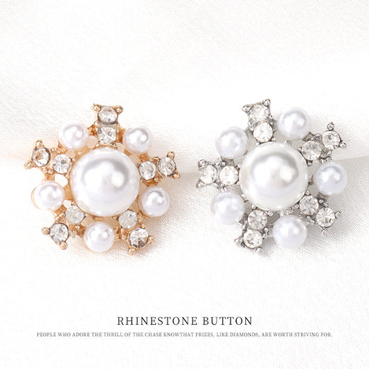 21mm White Pearl Metal Diamond-Inlaid Button for Fur Coats 8pcs