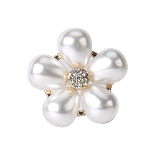 0.9 inch pearl flower rhinestone button, gold-tone metal base and shank