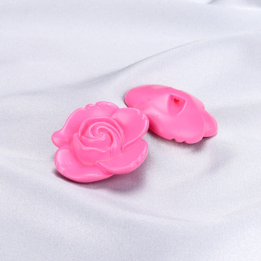 34mm Rose-Pink Flower Shape Buttons for Coats and Garments 6pcs