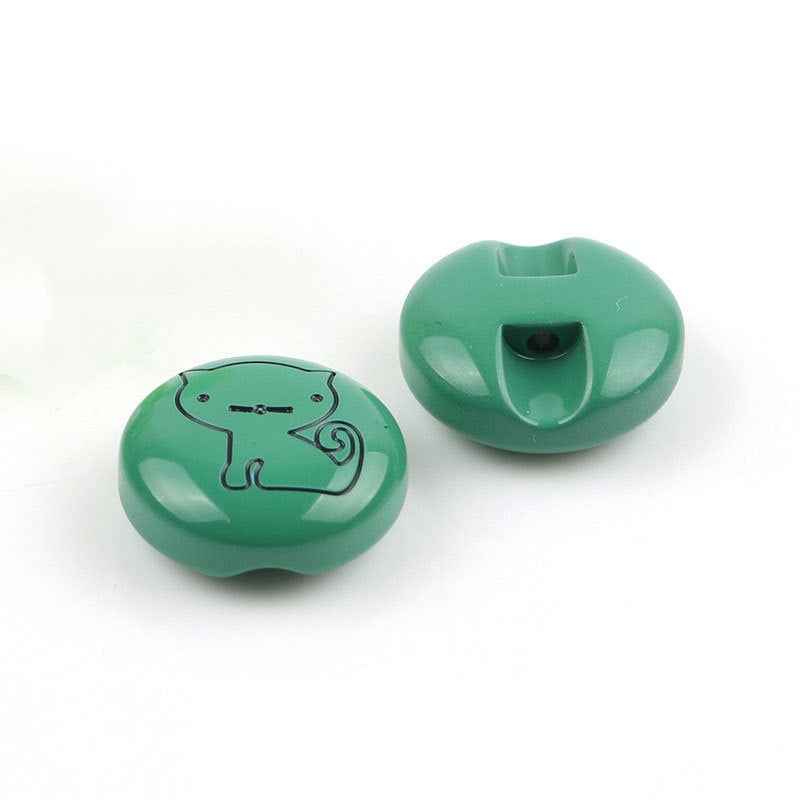 Bunte Cartoon-Resin-Knöpfe, ovale Form, türkis mit Tiermotiv, mit Loch auf der Rückseite
