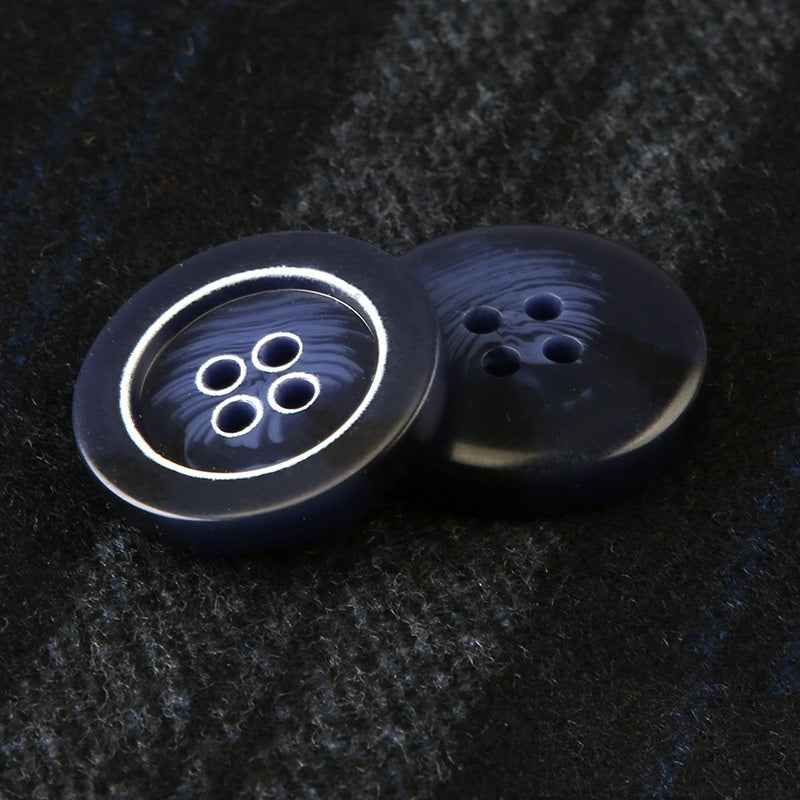 Round resin four-hole buttons, dark blue with four holes