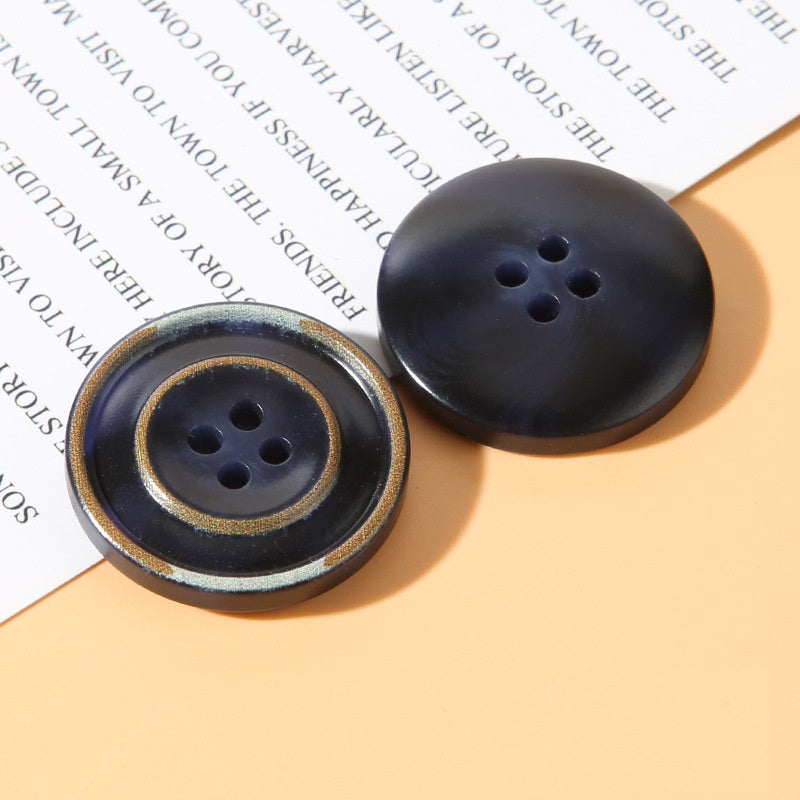 Botones redondos de resina con 4 agujeros: negro y azul oscuro, varios