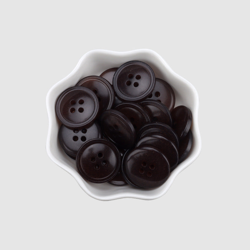 Kaffeebraune runde durchscheinende Resin-Knöpfe, 4-Loch-Design