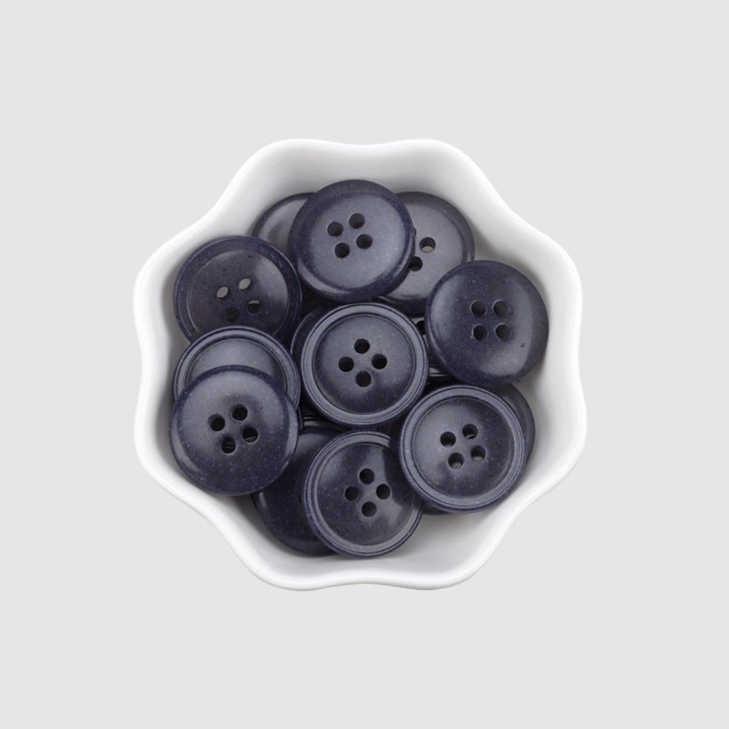 Dunkelblaue runde perlmuttartige Resin-Knöpfe mit 4 Löchern, mehrere Stücke