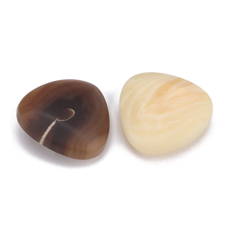 Resin buttons set: one dark coffee rounded-triangle and one beige rounded-triangle, 20/22/24/29mm