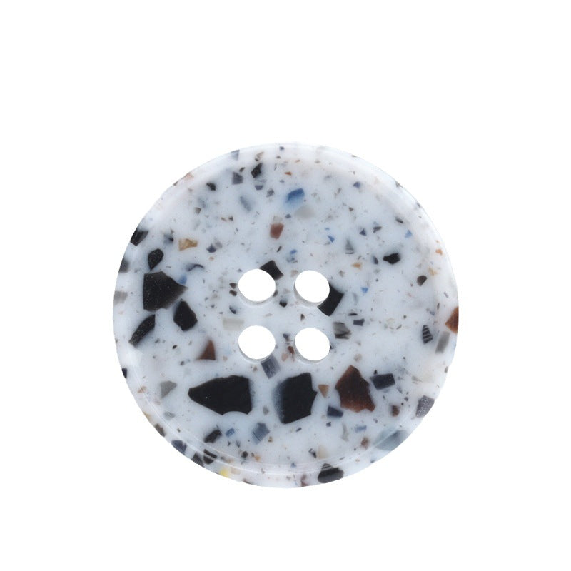 15–25 mm round marble-texture recycled resin buttons, 4-hole, 30-pack