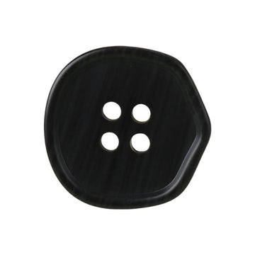 Black resin button with woodgrain look, four holes, 18–28mm