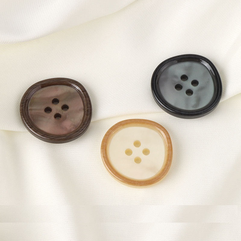 17.5-30mm waterdrop resin jacket buttons, set of 3 colors: black, coffee, beige