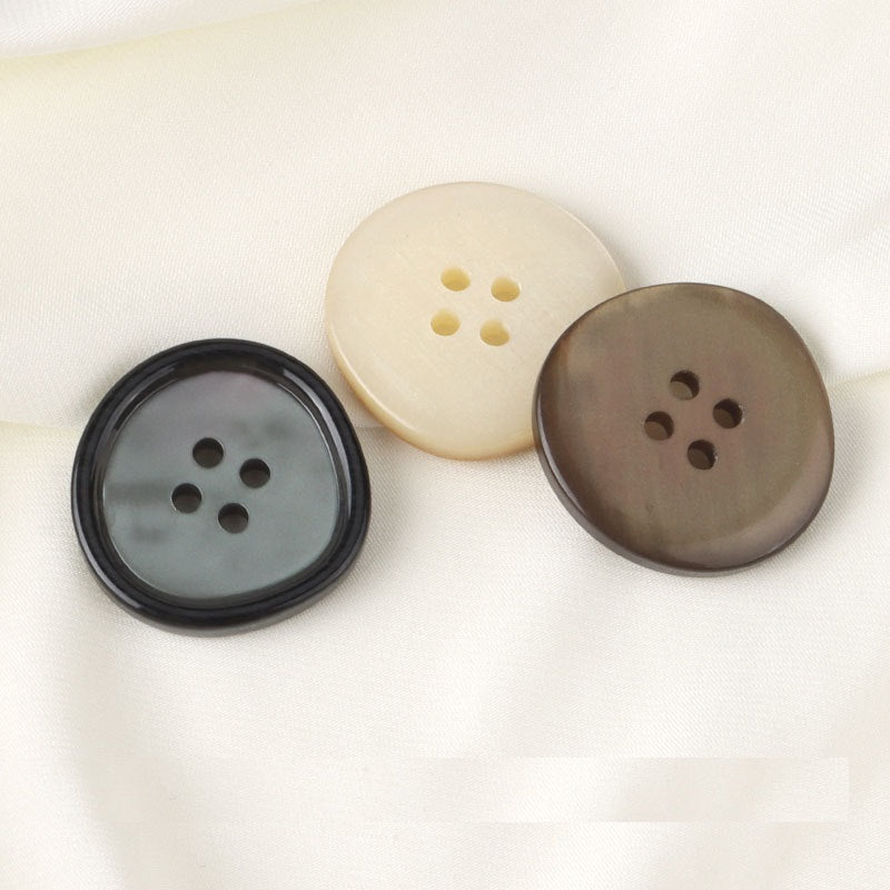 17.5-30mm waterdrop resin jacket buttons in light gray, dark brown, and cream colors