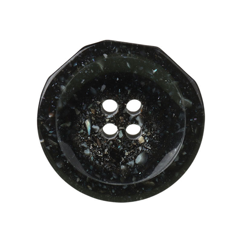 Black four-hole resin rock button, round, with four holes