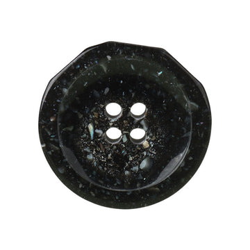 Black four-hole resin rock button, round, with four holes