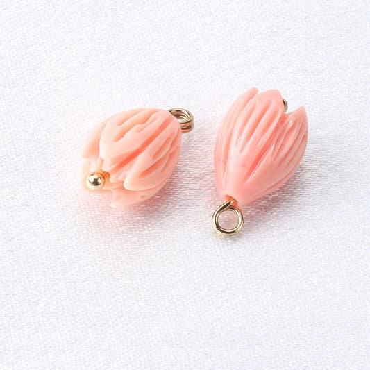 10mm Pink Flower Shaped Resin Bead Buttons with Gold Studs 12pcs #1