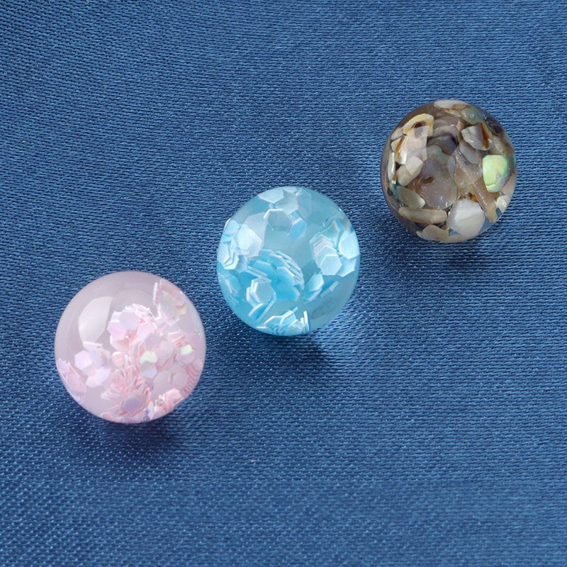 10mm resin ball buttons in lake blue, pink, and dark (black) tones with faceted pieces