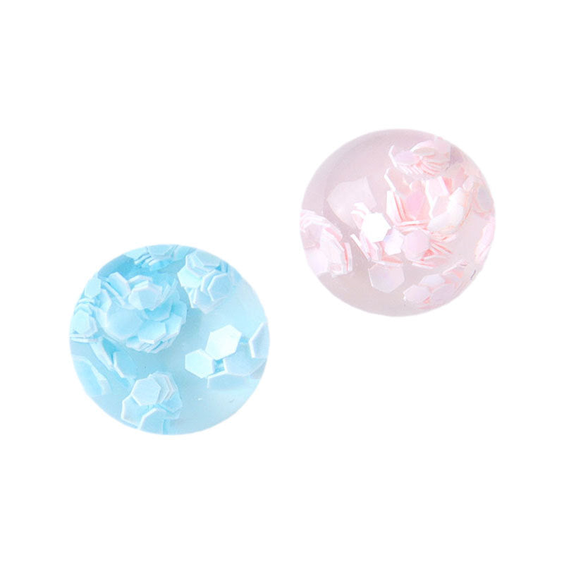 Resin ball high-shank buttons: pink and lake blue, faceted mosaic style, 10mm