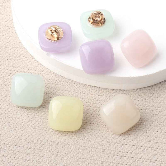 10.5mm Colorful Resin Square Buttons for Children's Sweaters Dresses 36 Pack