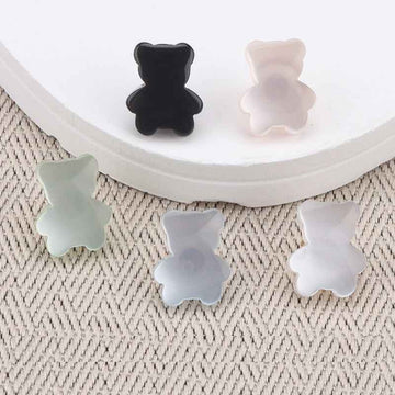 12mm Bärenknöpfe aus resin, perlmuttfarben; schwarz, weiß, pastellfarben (Set) – 30er