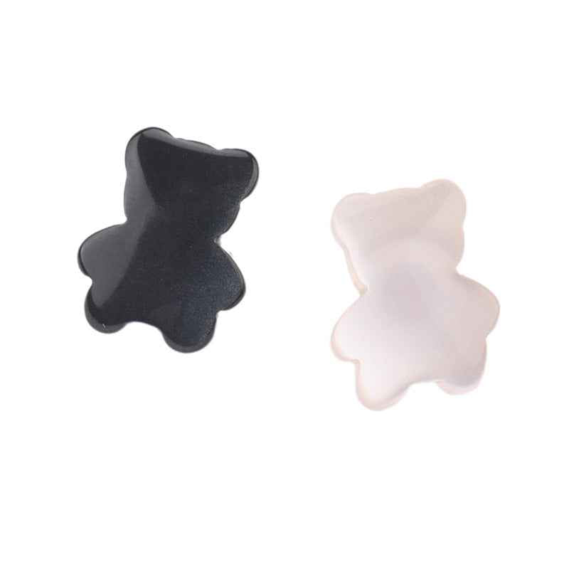 Bärenförmige Resin-Knöpfe, perlmuttfarben: schwarz & hellrosa, 12mm (Paket)