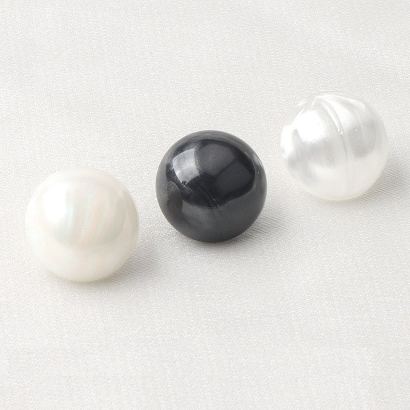 Resin shirt buttons, mushroom white/black with metal shank (3 colors)