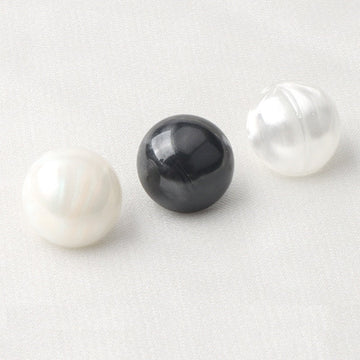 Resin shirt buttons, mushroom white/black with metal shank (3 colors)
