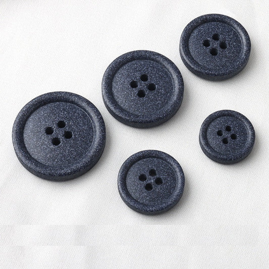 15-25mm Round Beige Blue Frosted Resin Recycled Four-Hole Buttons 30 Pack