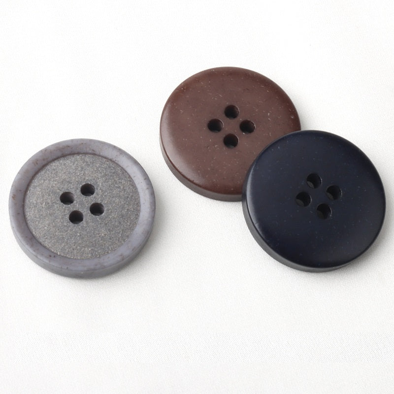 4-Loch-Resin-Knöpfe: hellgrau, braun und dunkelblau, rund, 15–25 mm